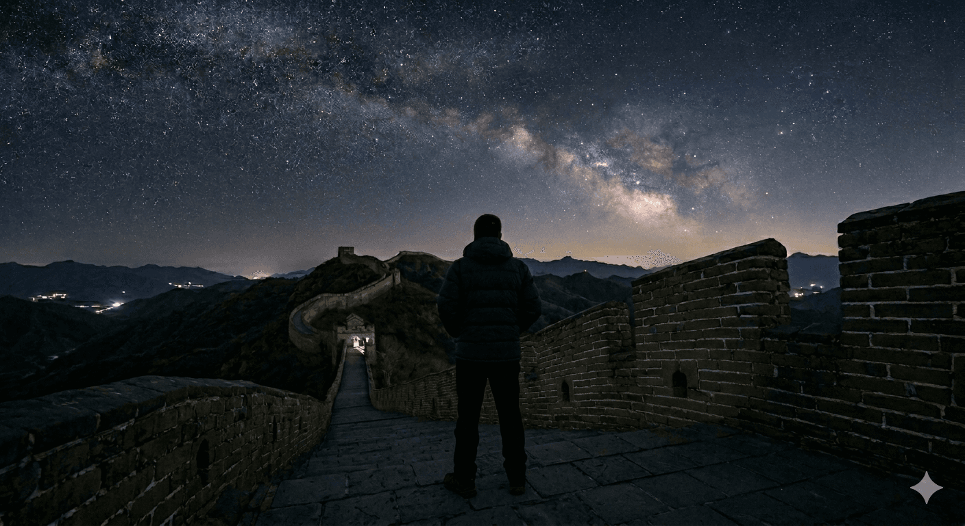 Tom standing on the Great Wall of China